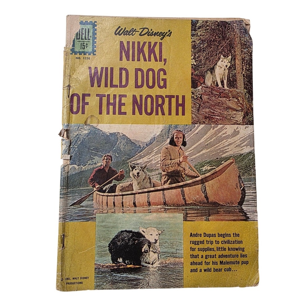 1961 Walt Disney Nikki Wild Dog‎ of the North Dell Comic No. 1226 Silver Age F1